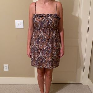 Orange, Blue & White Paisley Silk Dress by J. Crew